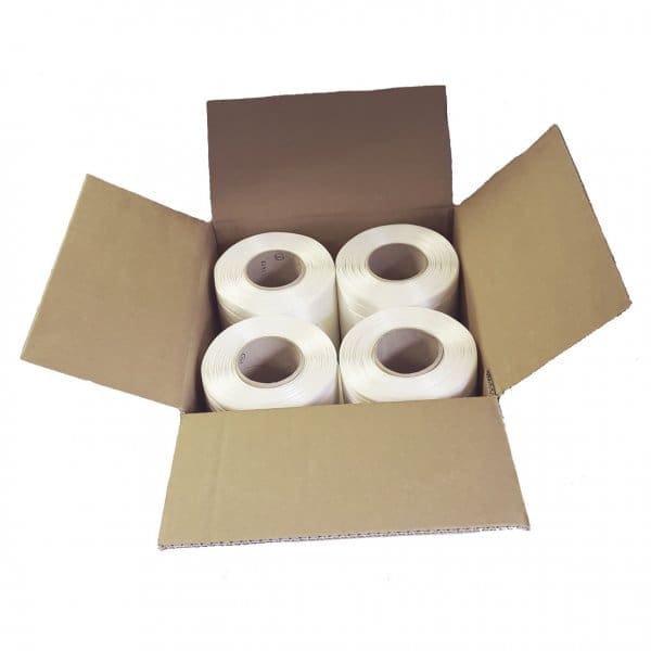 16mm wide baler banding - box contains 4 x 250 metre long rolls in white