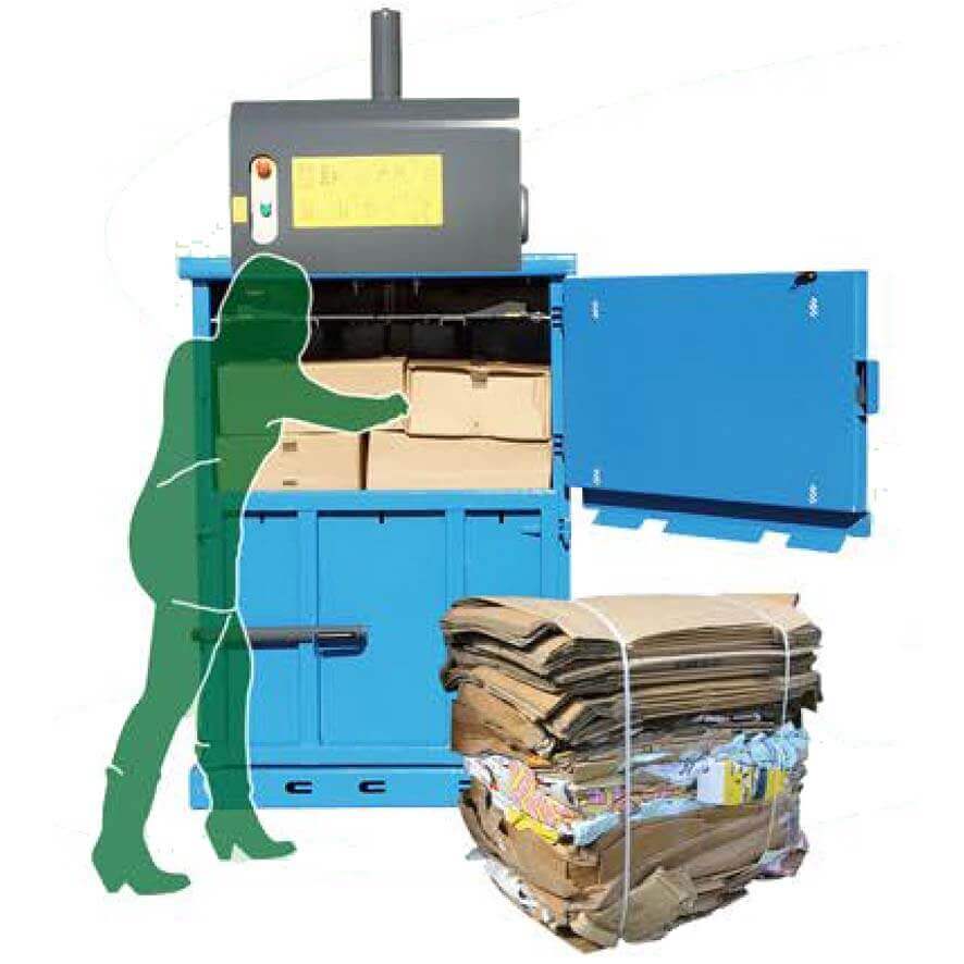 Orwak Easi WR450 baler with cardboard bale