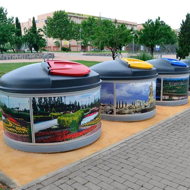 coloured molok public waste bins