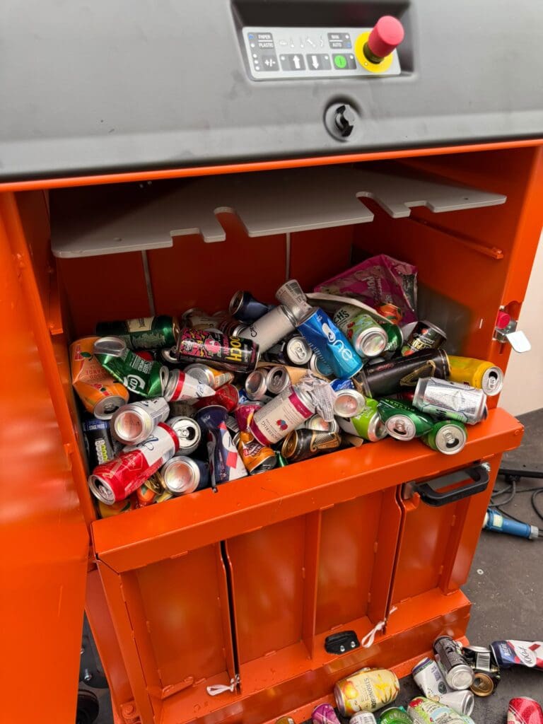 aluminum can recycling on falcon truck